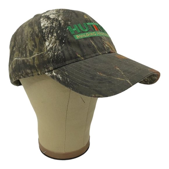 Huttig Building Product Mossy Oak Masonite Camo Strapback Cap Trucker Hunter Hat - Picture 3 of 12